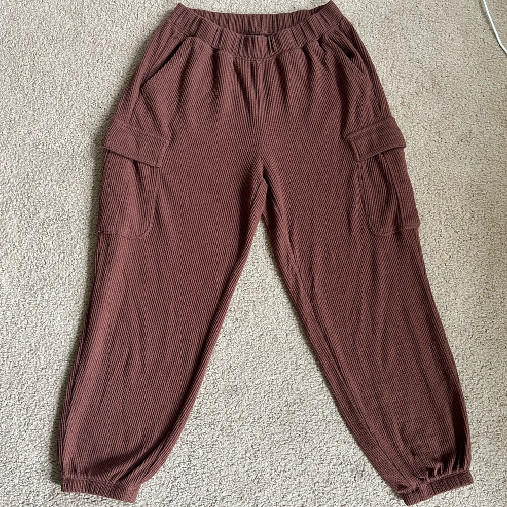 Aerie Waffle Cargo Pants Brown